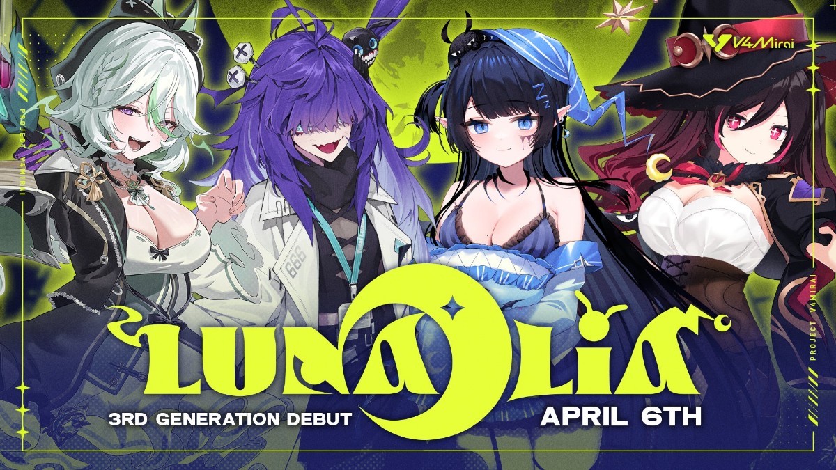 V4Mirai 3rd-Gen 4 VTubers "Lunalia" to Make Official Debut, Activities to Begin on April 6, 2024